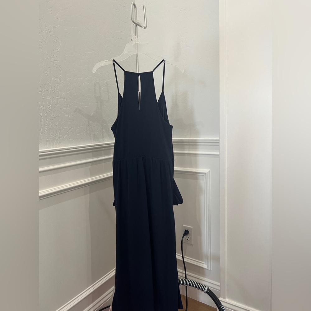 BCBGeneration Navy Faux Wrap Draped Cocktail MIDI Dress with pockets